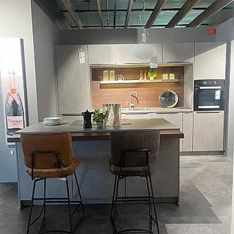 Inselküche Stone Art Steinoptik Hellgrau