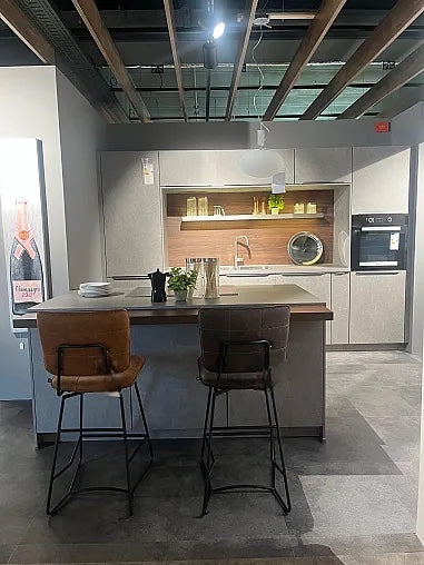 Inselküche Stone Art Steinoptik Hellgrau