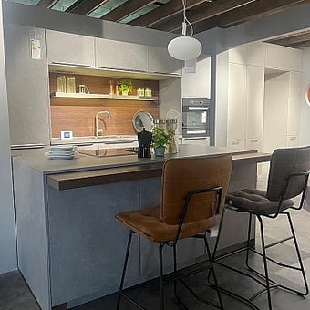 Inselküche Stone Art Steinoptik Hellgrau