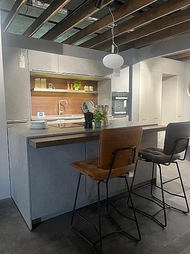 Inselküche Stone Art Steinoptik Hellgrau