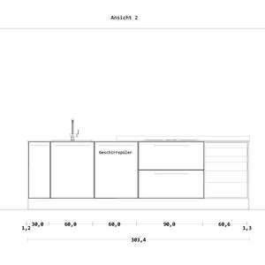 Küche SE8008LS PUR Lack Samtmatt 88LS Graphitgrau Schwarz mit Insel - KüchenFirst