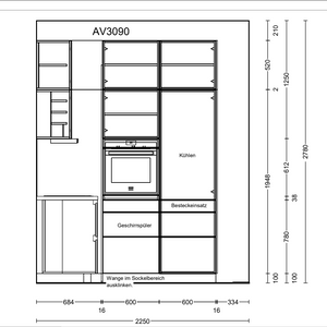 Küche AV3090 GL Sandgrau Metallic Grau