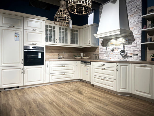 Landhausküche Castello Holzwerkstoff Magnolia Gewischt Weiß Inklusive E-Geräte
