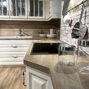Landhausküche Castello Holzwerkstoff Magnolia Gewischt Weiß Inklusive E-Geräte