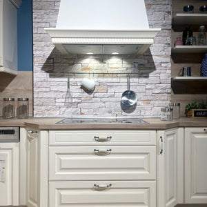 Landhausküche Castello Holzwerkstoff Magnolia Gewischt Weiß Inklusive E-Geräte