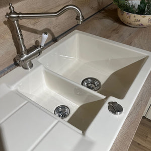 Landhausküche Castello Holzwerkstoff Magnolia Gewischt Weiß Inklusive E-Geräte