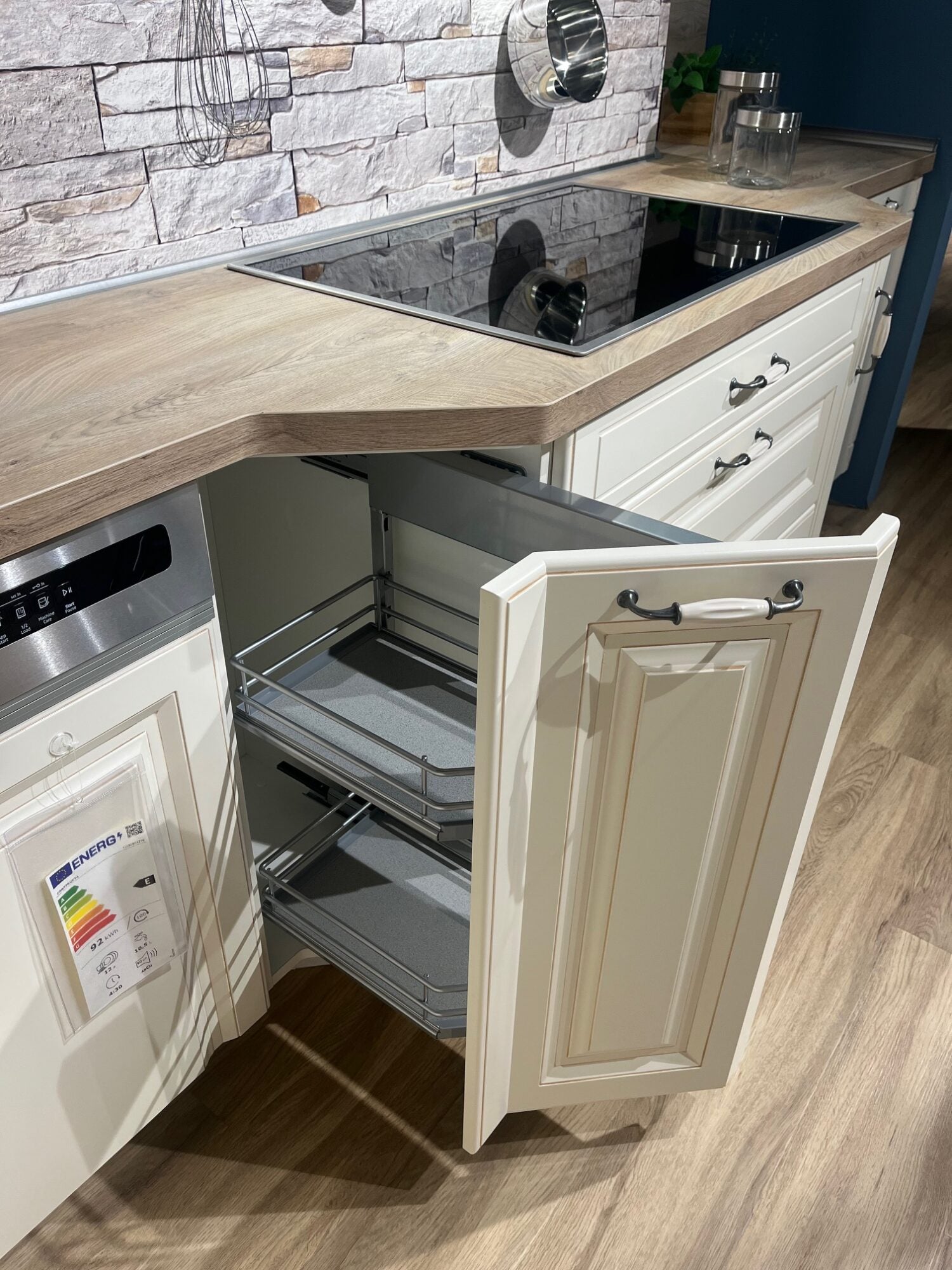 Landhausküche Castello Holzwerkstoff Magnolia Gewischt Weiß Inklusive E-Geräte