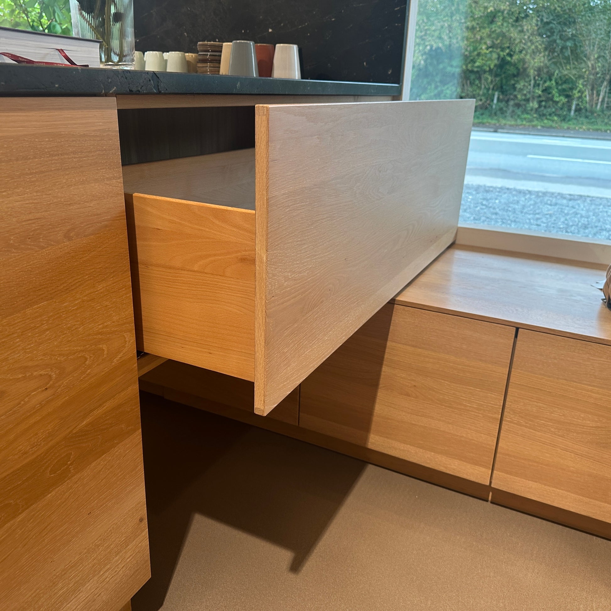 Küche Eiche Weiß Geölt Und Glas Schwarz Matt