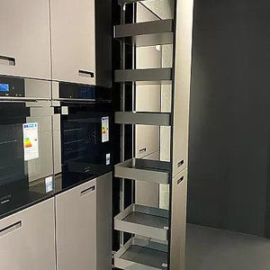 Küche nx950 Front Ceramic Marmor Grigio Mit Glasfronten Lavaschwarz Matt - KüchenFirst