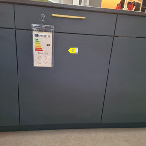 Einbauküche Siena Platte Naturstein Korpus Kunststoff K275 Achatgrau Front Lack L552M Tiefblau Inklusive E-Geräte Und Barhocker